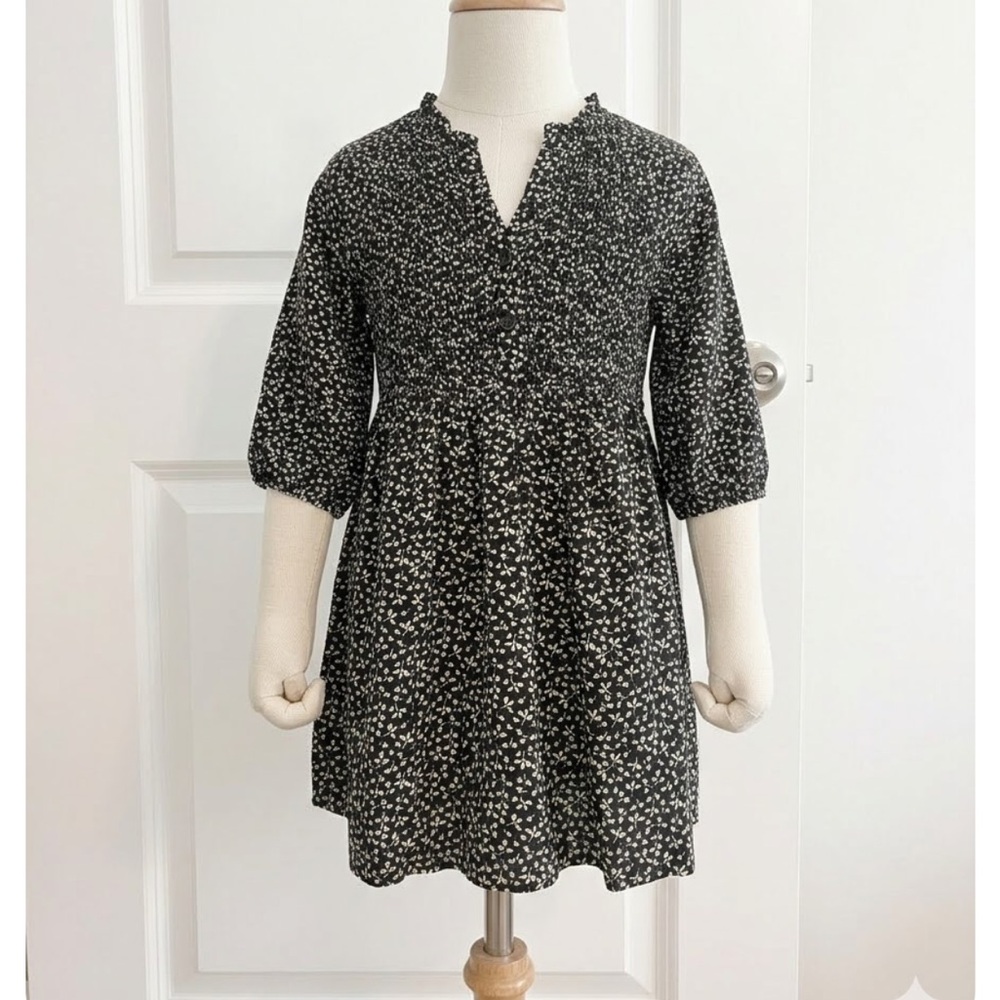 Zara Kids Smocked Floral Dress Black & White Size 6 (116)